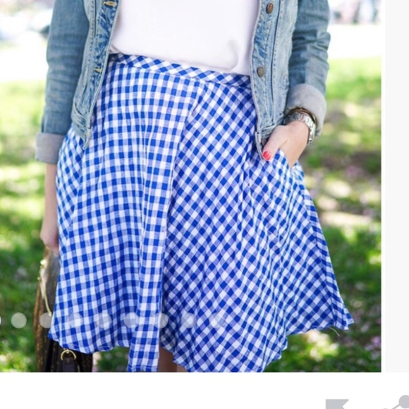 J. Crew Gingham Mini/Circle Skirt - Picture 4 of 5